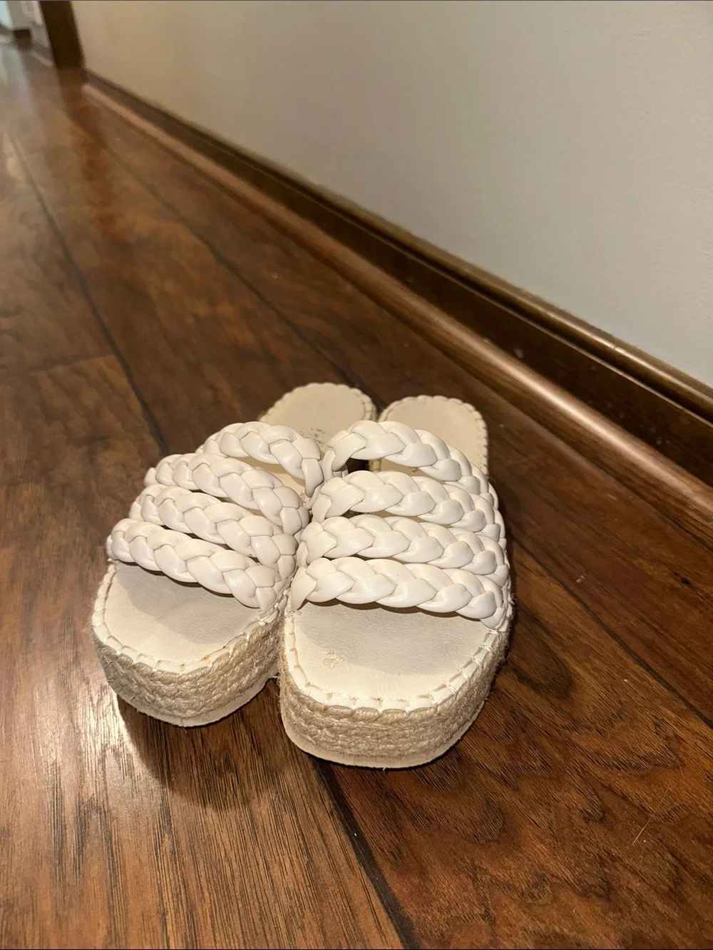 Braided Espadrille Slide Sandals — Cream